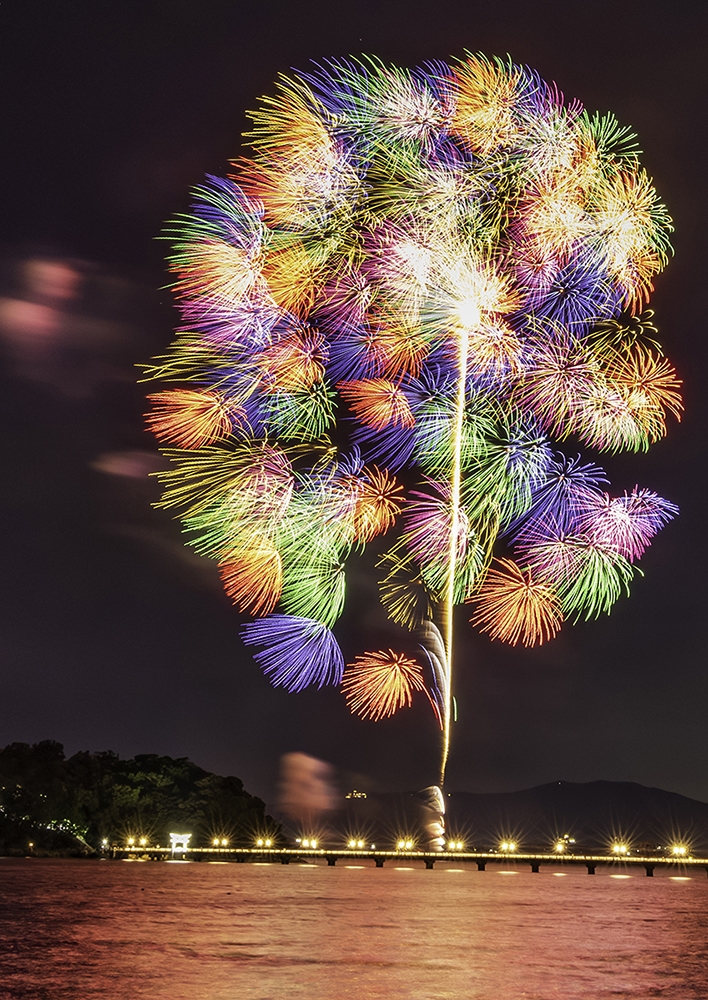 夜空を覆う７色の大輪